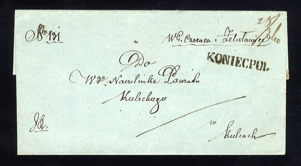 POLAND 1840 outer FL with bold "Koniecpol" straight line hs, sent to Kielce, v.f., signed Mazepa