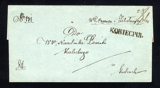 POLAND 1840 outer FL with bold "Koniecpol" straight line hs, sent to Kielce, v.f., signed Mazepa