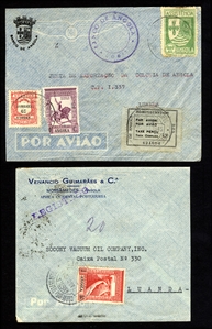 PORTUGUESE COLONIES Angola Flight Covers 1945 selection of 16 flown covers to Luanda, each franked with Emergency Issue adhesives incl. 90c, 1.80e and 3.60e, with occasional multiples, few...