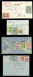 PORTUGUESE COLONIES Angola Flight Covers 1945 selection of 16 flown covers to Luanda, each franked with Emergency Issue adhesives incl. 90c, 1.80e and 3.60e, with occasional multiples, few...
