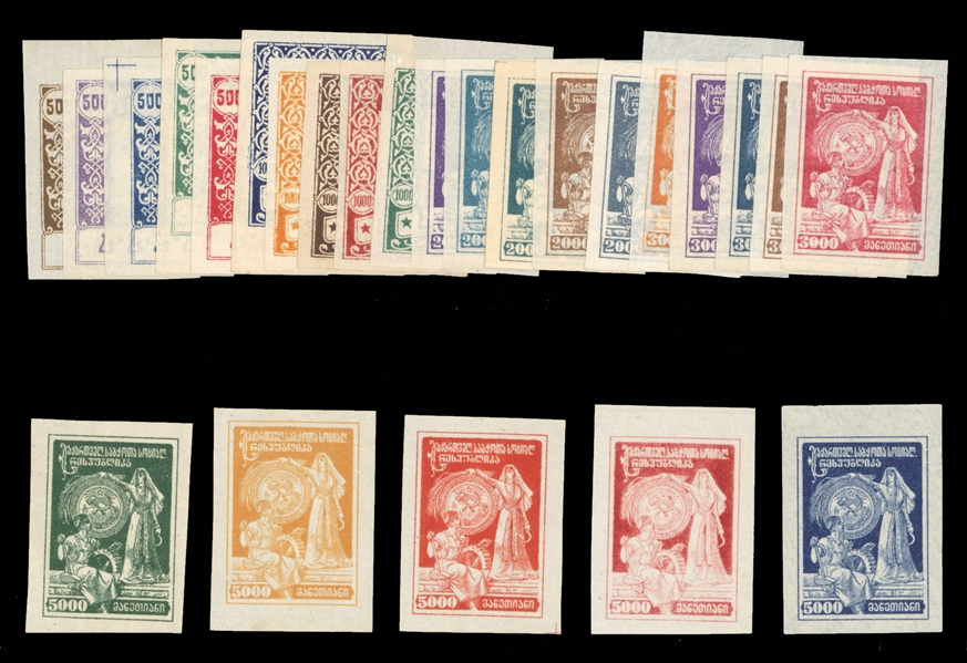 Georgia (26-30P) 1922 Issue, imperforate trial color proofs, five different of each value (total of 25), v.f.