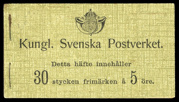 SWEDEN (56e) 1904 unexploded "Pris : 1 krona 55 ore" booklet with only four panes of 6x5o green (one pane missing), stapled at left, fresh and v.f. (Facit H1, catalogue SEK 12,000 for the...