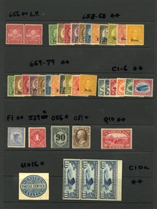 LARGE LOTS AND COLLECTIONS UNITED STATES 1870-1960 collection of unused singles and sets presented on black stock cards, selected items, some duplication, with Bureau Issues $1 and $2...