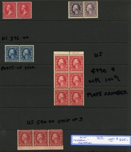 LARGE LOTS AND COLLECTIONS UNITED STATES 1870-1960 collection of unused singles and sets presented on black stock cards, selected items, some duplication, with Bureau Issues $1 and $2...