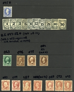 LARGE LOTS AND COLLECTIONS UNITED STATES 1870-1960 collection of unused singles and sets presented on black stock cards, selected items, some duplication, with Bureau Issues $1 and $2...