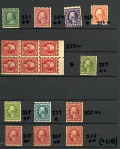 LARGE LOTS AND COLLECTIONS UNITED STATES 1908-30 collection in small stock book, unused with both hinged and some n.h. noted, nice selection of Washington Franklins to $5, with booklet panes,...