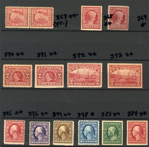 LARGE LOTS AND COLLECTIONS UNITED STATES 1908-30 collection in small stock book, unused with both hinged and some n.h. noted, nice selection of Washington Franklins to $5, with booklet panes,...