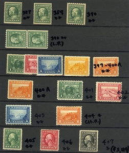 LARGE LOTS AND COLLECTIONS UNITED STATES 1908-30 collection in small stock book, unused with both hinged and some n.h. noted, nice selection of Washington Franklins to $5, with booklet panes,...