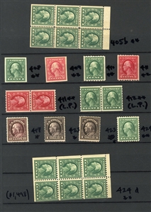 LARGE LOTS AND COLLECTIONS UNITED STATES 1908-30 collection in small stock book, unused with both hinged and some n.h. noted, nice selection of Washington Franklins to $5, with booklet panes,...