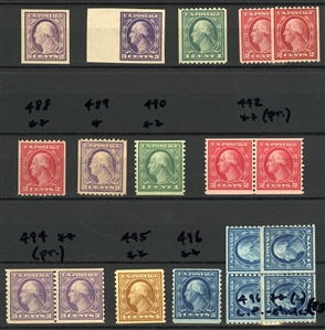 LARGE LOTS AND COLLECTIONS UNITED STATES 1908-30 collection in small stock book, unused with both hinged and some n.h. noted, nice selection of Washington Franklins to $5, with booklet panes,...