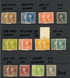 LARGE LOTS AND COLLECTIONS UNITED STATES 1908-30 collection in small stock book, unused with both hinged and some n.h. noted, nice selection of Washington Franklins to $5, with booklet panes,...