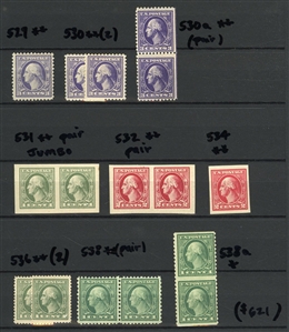 LARGE LOTS AND COLLECTIONS UNITED STATES 1908-30 collection in small stock book, unused with both hinged and some n.h. noted, nice selection of Washington Franklins to $5, with booklet panes,...