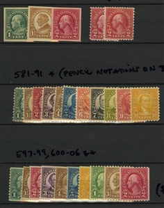 LARGE LOTS AND COLLECTIONS UNITED STATES 1908-30 collection in small stock book, unused with both hinged and some n.h. noted, nice selection of Washington Franklins to $5, with booklet panes,...
