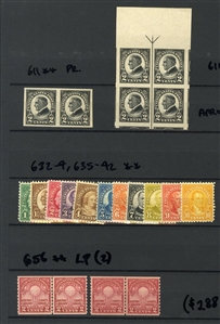 LARGE LOTS AND COLLECTIONS UNITED STATES 1908-30 collection in small stock book, unused with both hinged and some n.h. noted, nice selection of Washington Franklins to $5, with booklet panes,...