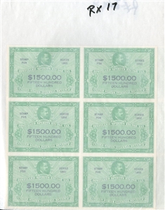LARGE LOTS AND COLLECTIONS UNITED STATES Revenue Stamps (RX1/23) 1950 Distilled Spirits Excise Tax Stamps, blocks of four or six, with 1c (6), 3c (4), $1,500 (6), $20,000 (6) and $30,000 (6),...