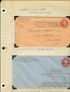 LARGE LOTS AND COLLECTIONS UNITED STATES Postal Stationery 1903-40 selection of 35 entires mounted on pages, mostly freaks and errors, also overprinted "Specimen", some tape stains, but...