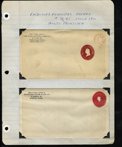 LARGE LOTS AND COLLECTIONS UNITED STATES Postal Stationery 1903-40 selection of 35 entires mounted on pages, mostly freaks and errors, also overprinted Specimen, some tape stains, but...