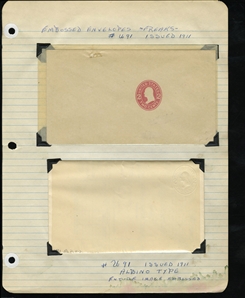 LARGE LOTS AND COLLECTIONS UNITED STATES Postal Stationery 1903-40 selection of 35 entires mounted on pages, mostly freaks and errors, also overprinted Specimen, some tape stains, but...