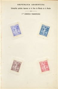 LARGE LOTS AND COLLECTIONS ARGENTINA 1906-21 commemoratives and other issues to 20p (San Martin), 84 different plate proofs on card, neatly arranged on specially designed presentation pages in...