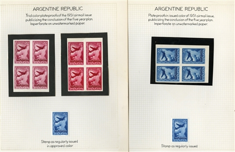 LARGE LOTS AND COLLECTIONS ARGENTINA Air Post (C38/CB5P) 1940-55 specialized collection of 108 proofs or imperfs in different colors including 1948-49 Cartographers Issue, 1949 World Rifle...