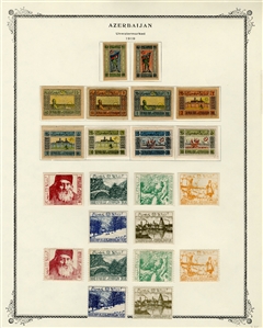 LARGE LOTS AND COLLECTIONS AZERBAIJAN 1919-23 balance of a specialized collection on pages, with a variety of better surcharges, revaluations, double, inverted, triple, etc., mostly written-up...