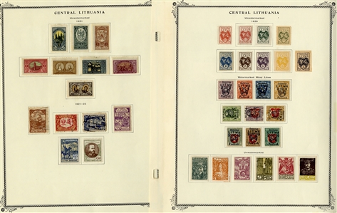 LARGE LOTS AND COLLECTIONS BALTIC COUNTRIES 1918-2005 collection virtually complete in a Scott Specialty album, with Estonia, Central Lithuania, Latvia and Lithuania, with regular issues,...