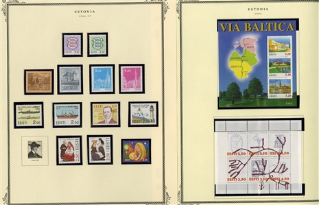 LARGE LOTS AND COLLECTIONS BALTIC COUNTRIES 1918-2005 collection virtually complete in a Scott Specialty album, with Estonia, Central Lithuania, Latvia and Lithuania, with regular issues,...