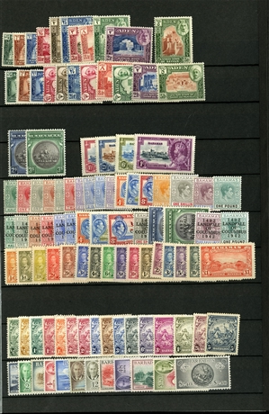 LARGE LOTS AND COLLECTIONS BRITISH COMMONWEALTH  1930s-1950s collection in stock book, mostly George VI complete sets, with Aden, Bahamas including George VI and Landfall of Columbus, Barbados,...