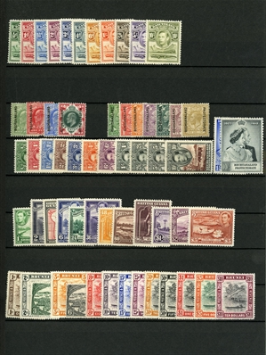 LARGE LOTS AND COLLECTIONS BRITISH COMMONWEALTH  1930s-1950s collection in stock book, mostly George VI complete sets, with Aden, Bahamas including George VI and Landfall of Columbus, Barbados,...