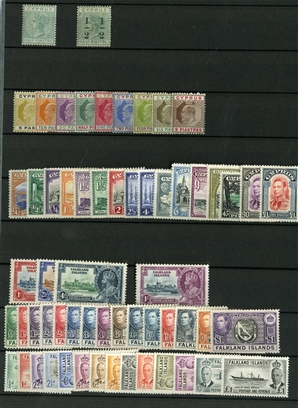 LARGE LOTS AND COLLECTIONS BRITISH COMMONWEALTH  1930s-1950s collection in stock book, mostly George VI complete sets, with Aden, Bahamas including George VI and Landfall of Columbus, Barbados,...