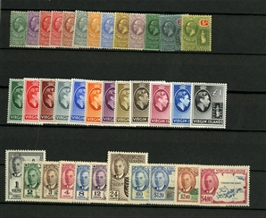 LARGE LOTS AND COLLECTIONS BRITISH COMMONWEALTH  1930s-1950s collection in stock book, mostly George VI complete sets, with Aden, Bahamas including George VI and Landfall of Columbus, Barbados,...