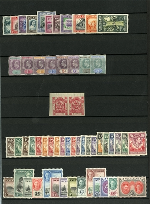 LARGE LOTS AND COLLECTIONS BRITISH COMMONWEALTH  1930s-1950s collection in stock book, mostly George VI complete sets, with Aden, Bahamas including George VI and Landfall of Columbus, Barbados,...
