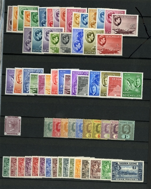 LARGE LOTS AND COLLECTIONS BRITISH COMMONWEALTH  1930s-1950s collection in stock book, mostly George VI complete sets, with Aden, Bahamas including George VI and Landfall of Columbus, Barbados,...