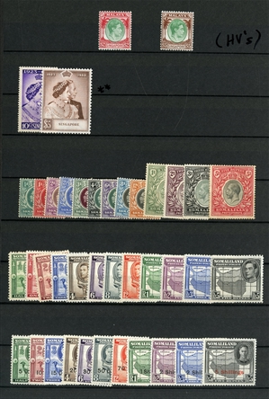 LARGE LOTS AND COLLECTIONS BRITISH COMMONWEALTH  1930s-1950s collection in stock book, mostly George VI complete sets, with Aden, Bahamas including George VI and Landfall of Columbus, Barbados,...