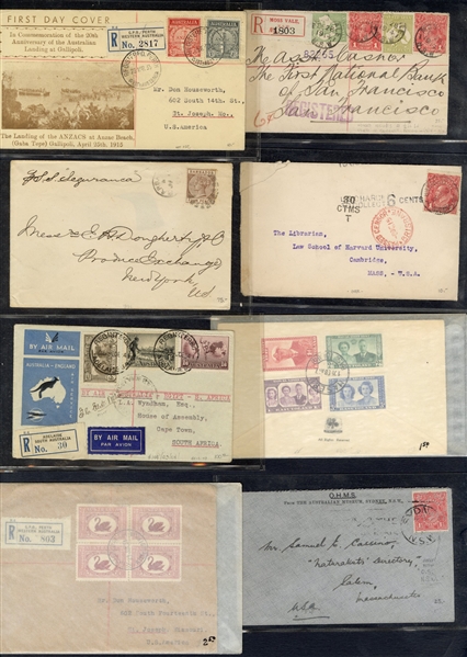 LARGE LOTS AND COLLECTIONS BRITISH COMMONWEALTH - Covers and Postal History 1867-1940s selection of 100+ covers and cards, all Reigns represented, with a fine group from Australia, Bermuda,...