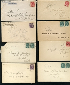 LARGE LOTS AND COLLECTIONS CANADA AND PROVINCES 1870s-1940s selection of 220+ covers and cards, all Reigns represented, with Large and Small Queens, Jubilees, KEVII, George V, single and...