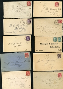 LARGE LOTS AND COLLECTIONS CANADA AND PROVINCES 1870s-1940s selection of 220+ covers and cards, all Reigns represented, with Large and Small Queens, Jubilees, KEVII, George V, single and...