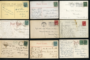 LARGE LOTS AND COLLECTIONS CANADA AND PROVINCES 1870s-1940s selection of 220+ covers and cards, all Reigns represented, with Large and Small Queens, Jubilees, KEVII, George V, single and...