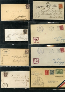 LARGE LOTS AND COLLECTIONS CANADA AND PROVINCES 1870s-1940s selection of 220+ covers and cards, all Reigns represented, with Large and Small Queens, Jubilees, KEVII, George V, single and...