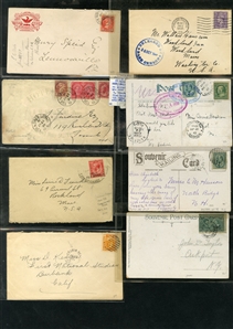 LARGE LOTS AND COLLECTIONS CANADA AND PROVINCES 1870s-1940s selection of 220+ covers and cards, all Reigns represented, with Large and Small Queens, Jubilees, KEVII, George V, single and...