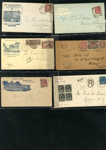 LARGE LOTS AND COLLECTIONS CANADA AND PROVINCES 1870s-1940s selection of 220+ covers and cards, all Reigns represented, with Large and Small Queens, Jubilees, KEVII, George V, single and...