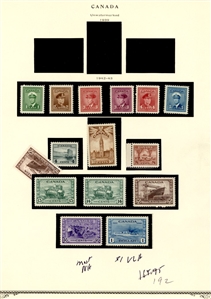 LARGE LOTS AND COLLECTIONS CANADA 1928-50 collection on pages, used and unused, values to $1, many complete sets, regular issues, coils, officials with better items, some duplication, many...