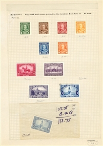 LARGE LOTS AND COLLECTIONS CANADA 1928-50 collection on pages, used and unused, values to $1, many complete sets, regular issues, coils, officials with better items, some duplication, many...