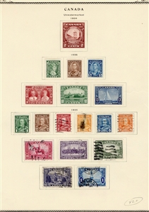 LARGE LOTS AND COLLECTIONS CANADA 1928-50 collection on pages, used and unused, values to $1, many complete sets, regular issues, coils, officials with better items, some duplication, many...