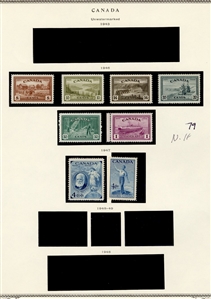LARGE LOTS AND COLLECTIONS CANADA 1928-50 collection on pages, used and unused, values to $1, many complete sets, regular issues, coils, officials with better items, some duplication, many...