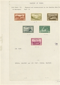 LARGE LOTS AND COLLECTIONS CANADA 1928-50 collection on pages, used and unused, values to $1, many complete sets, regular issues, coils, officials with better items, some duplication, many...