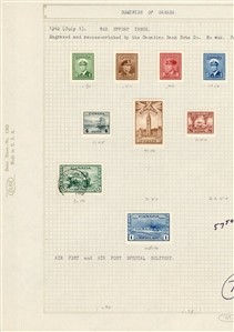 LARGE LOTS AND COLLECTIONS CANADA 1928-50 collection on pages, used and unused, values to $1, many complete sets, regular issues, coils, officials with better items, some duplication, many...
