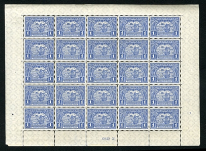 LARGE LOTS AND COLLECTIONS COLOMBIA Air Post (C25/47,C57/62) 1921-29 selection of 16 different, sheets of 25 or 50, with better values (C31,46), n.h., some dried gum, mostly fine-v.f., cat. $4,879