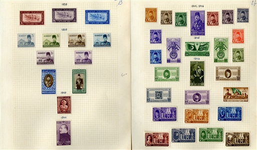 LARGE LOTS AND COLLECTIONS EGYPT 1914-58 collection on pages, 550+ different unused singles and sets, values to £1, Port Fouad complete set of four (50p thin), other commemoratives and regular...