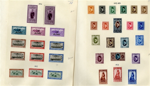 LARGE LOTS AND COLLECTIONS EGYPT 1914-58 collection on pages, 550+ different unused singles and sets, values to £1, Port Fouad complete set of four (50p thin), other commemoratives and regular...